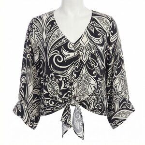 Karen Kane Blouson Sleeve Tie Front Top Blouse Women’s